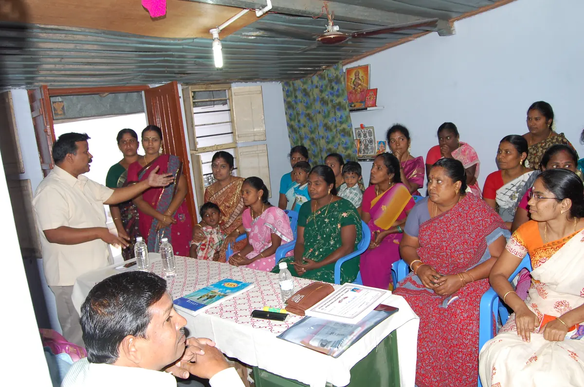 Interactive review meeting with women SHG members and bank officials at NWDT
